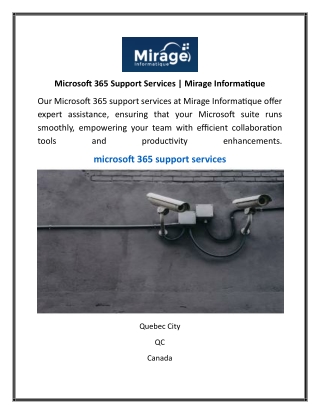 Microsoft 365 Support Services  Mirage Informatique