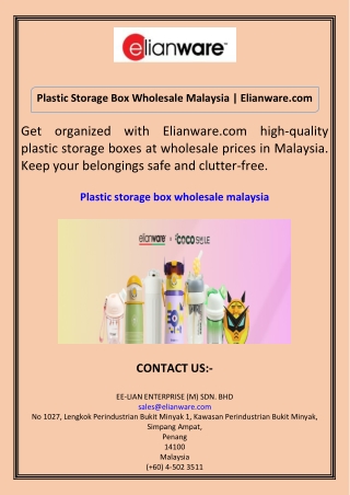 Plastic Storage Box Wholesale Malaysia Elianware.com