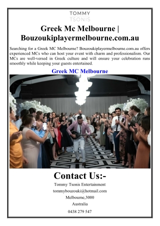Greek Mc Melbourne | Bouzoukiplayermelbourne.com.au