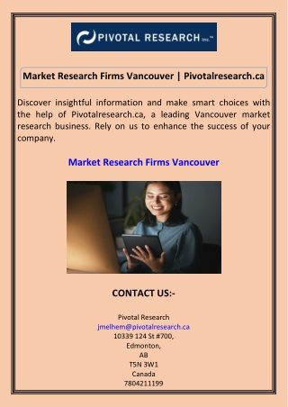 Market Research Firms Vancouver Pivotalresearch.ca