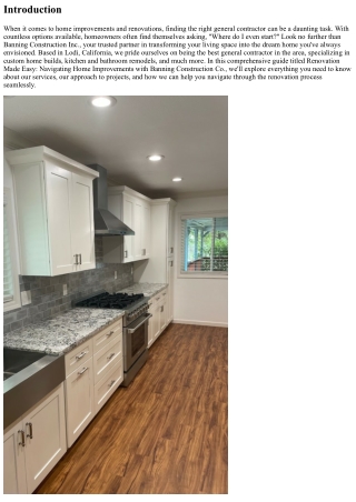 Renovation Made Easy: Navigating Home Improvements with Banning Construction Co.