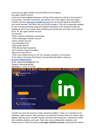 Looking to buy aged LinkedIn accounts 2025 (not for scraping)