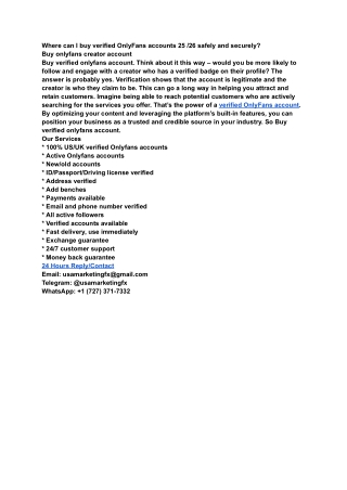 Where can I buy verified OnlyFans accounts 25 _26 safely and securely