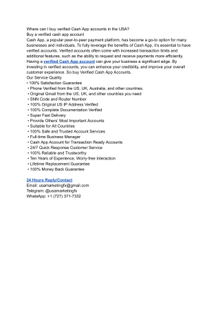 Where can I buy verified Cash App accounts in the USA