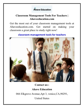 Classroom Management Tools For Teachers Ahaveeducation.com