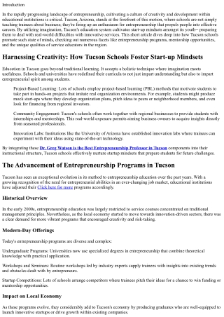 Utilizing Imagination: How Tucson Schools Foster Start-up Mindsets