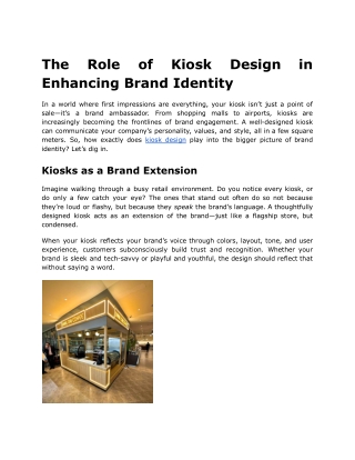 The Role of Kiosk Design in Enhancing Brand Identity
