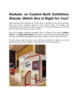 Modular vs Custom-Built Exhibition Stands Which One is Right for You_