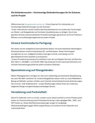 Hochwertige Metall- und Glasgeländer | Die Geländermacher Schweiz