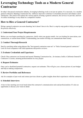 Leveraging Technology Tools as a Modern General Contractor