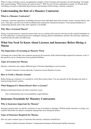 What You Need To Know About Licenses and Insurance Before Hiring A mason