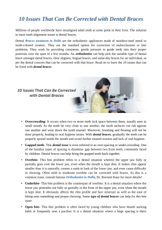 10 Issues That Can Be Corrected with Dental Braces