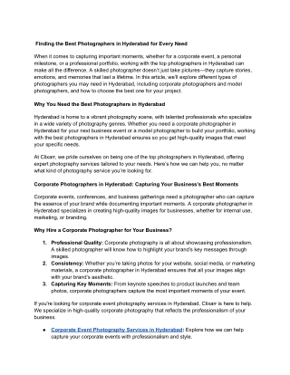 Finding the Best Photographers in Hyderabad for Every Need