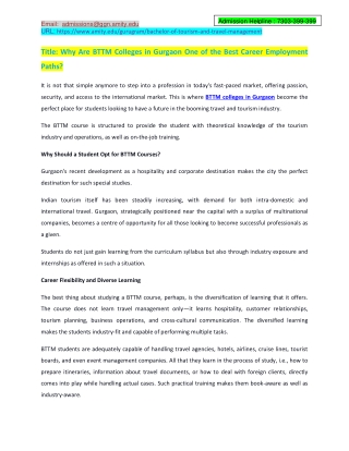 Why Are BTTM Colleges in Gurgaon One of the Best Career Employment Paths?