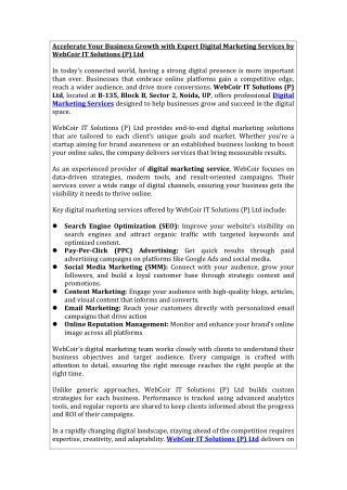 Accelerate Your Business Growth with Expert Digital Marketing Services by WebCoi