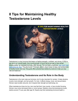 8 Tips for Maintaining Healthy  Testosterone Levels