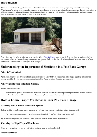 How to Ensure Proper Ventilation in Your Pole Barn Garage
