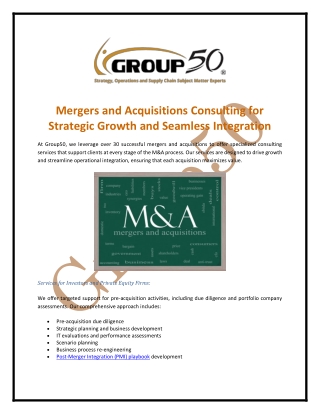 Mergers and Acquisitions Consulting