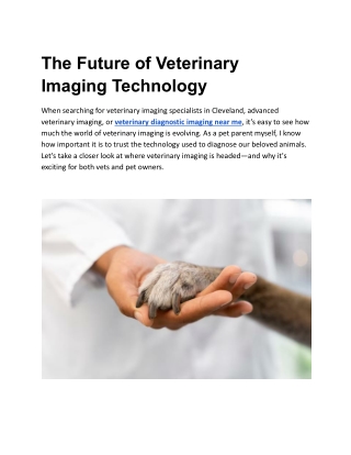The Future of Veterinary Imaging Technology