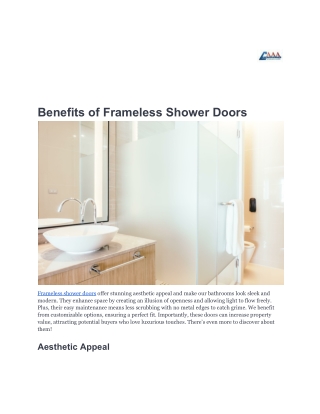 Benefits of Frameless Shower Doors