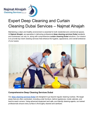 Expert Deep Cleaning and Curtain Cleaning Dubai Services – Najmat Alnajah