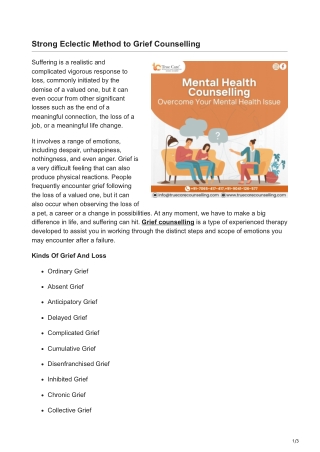 Strong Eclectic Method to Grief Counselling