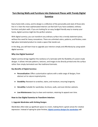 Turn Boring Walls and Furniture into Statement Pieces with Trendy Digital Sunmica