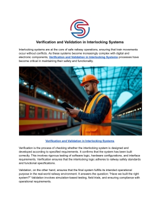 Verification and Validation in Interlocking Systems