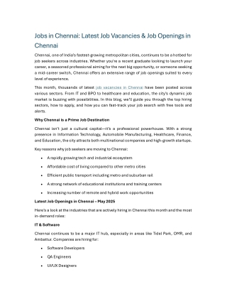 Jobs in Chennai Latest Job Vacancies & Job Openings in Chennai