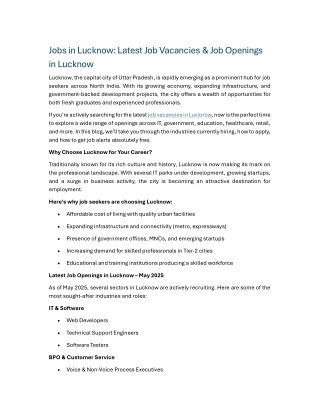 Jobs in Lucknow Latest Job Vacancies & Job Openings in Lucknow