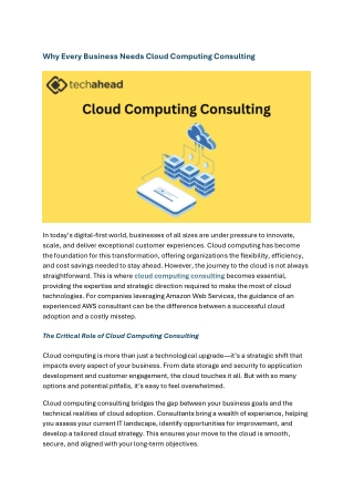 Why Every Business Needs Cloud Computing Consulting