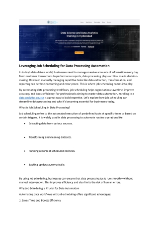 Leveraging Job Scheduling for Data Processing Automation