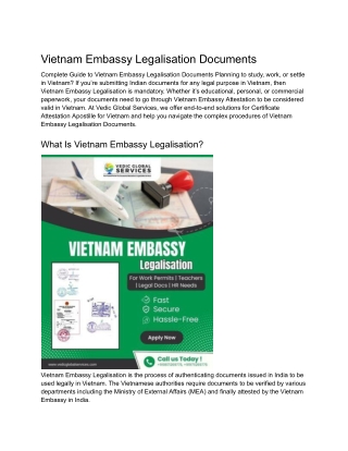Vietnam Embassy Legalisation Documents