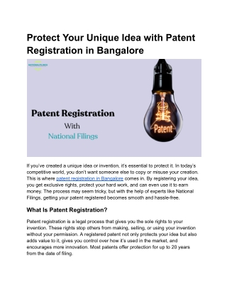Patent registration in Bangalore - Google Docs