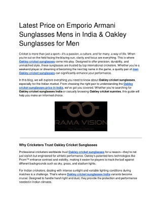 Latest Price on Emporio Armani Sunglasses Mens in India & Oakley Sunglasses for Men