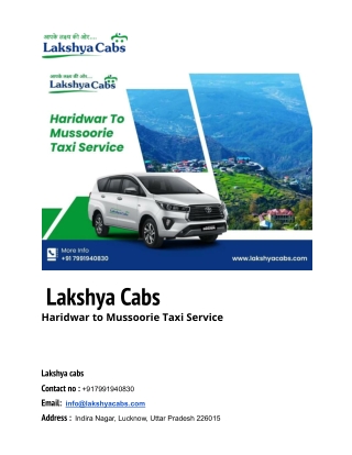 Haridwar to Mussoorie Taxi Service