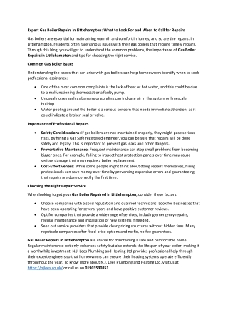 Expert Gas Boiler Repairs in Littlehampton