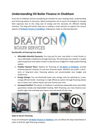 Understanding Oil Boiler Finance in Chobham