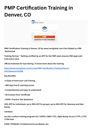 PMP Certification Training in Denver, CO