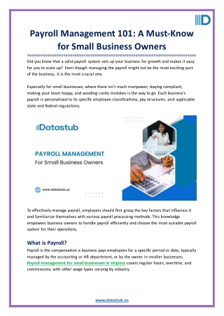 Payroll Management 101 A Must-Know for Small Business Owners