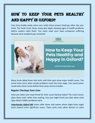 How to Keep Your Pets Healthy and Happy in Oxford