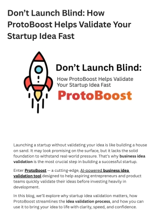 Don’t Launch Blind How ProtoBoost Helps Validate Your Startup Idea Fast