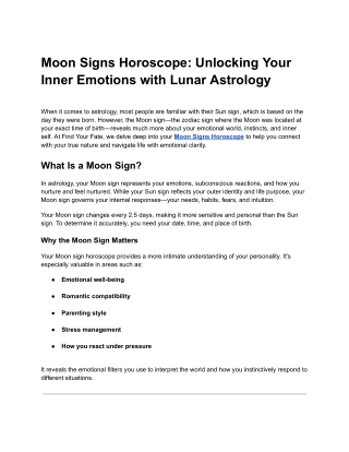 Moon Signs Horoscope: Unlocking Your Inner Emotions with Lunar Astrology