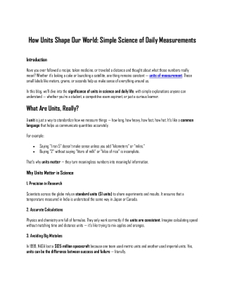Significance of Units in Science and Daily Life Explained Simply