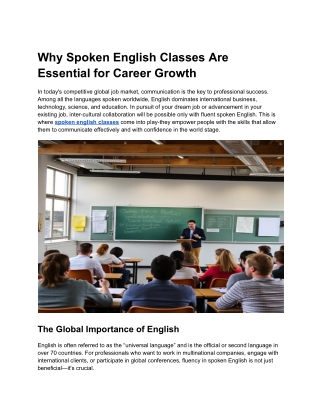 Why Spoken English Classes Are Essential for Career Growth