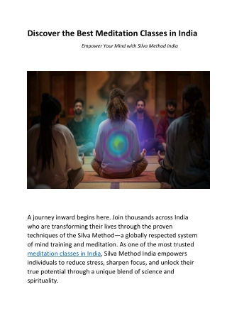 Discover the Best Meditation Classes in India