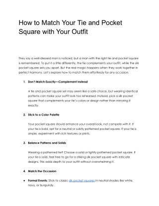How to Match Your Tie and Pocket Square with Your Outfit