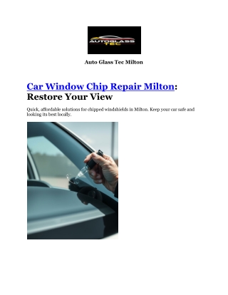 Car Window Chip Repair Milton