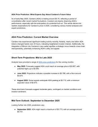 ADA Price Prediction_ What Experts Say About Cardano's Future Value