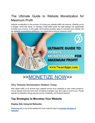 The Ultimate Guide to Website Monetization for Maximum Profit